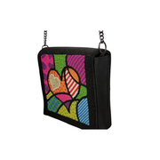 Beaded Leather Bag Heart in Heart