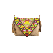 Bohemian Leather Beaded Envelop Clutch