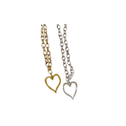 Large Open Heart Necklace -Silver