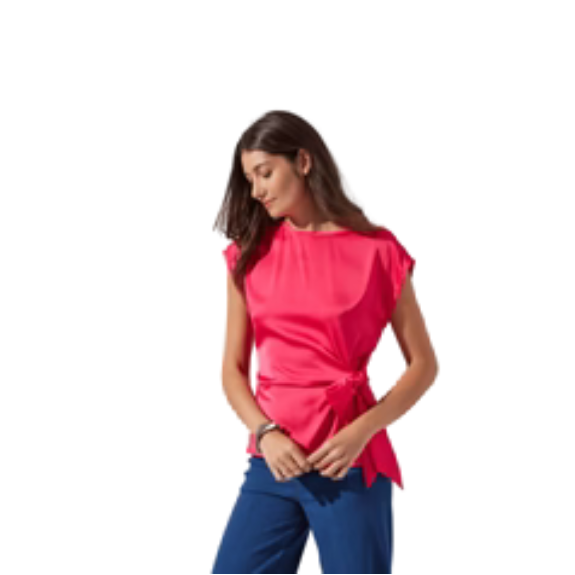Lysse Rosalia Tie Drape Mix Media Top - Pink