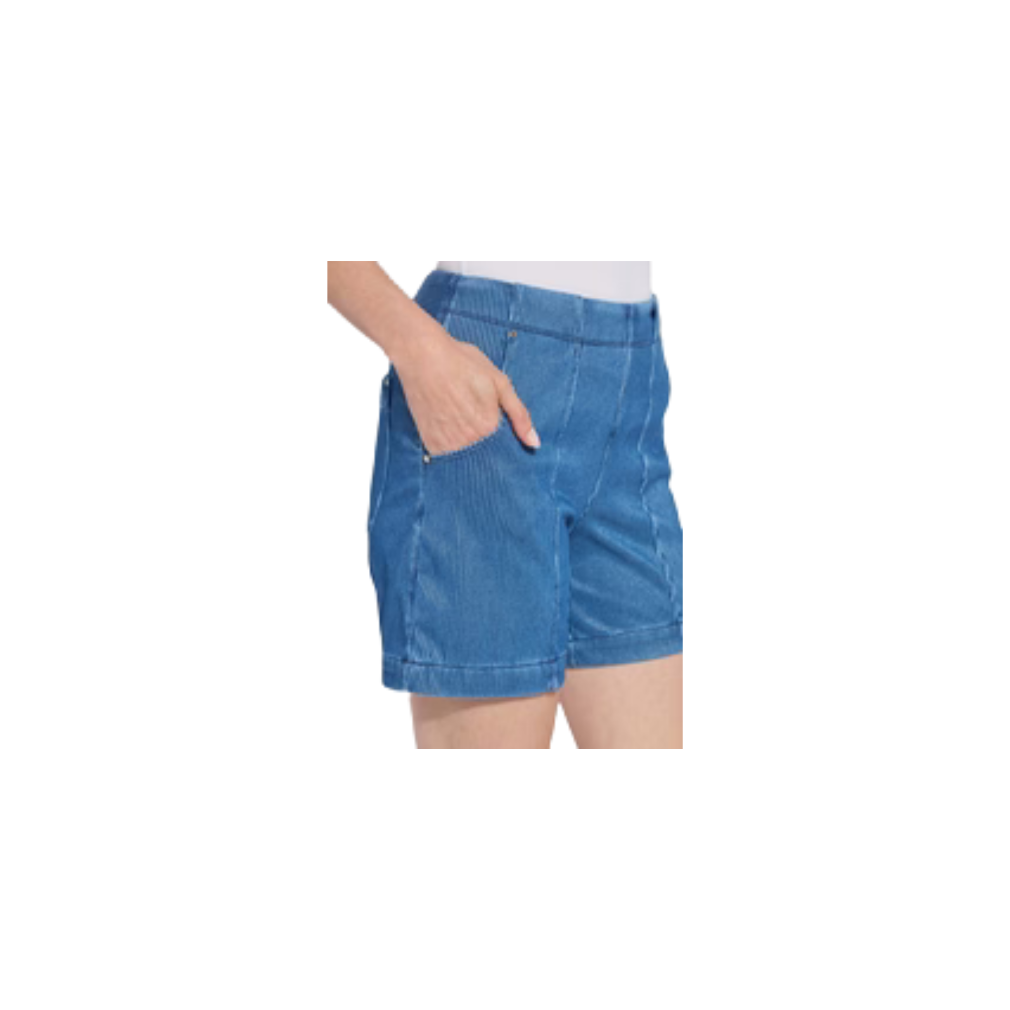 Amira Denim Short -Mid Wash Sheen