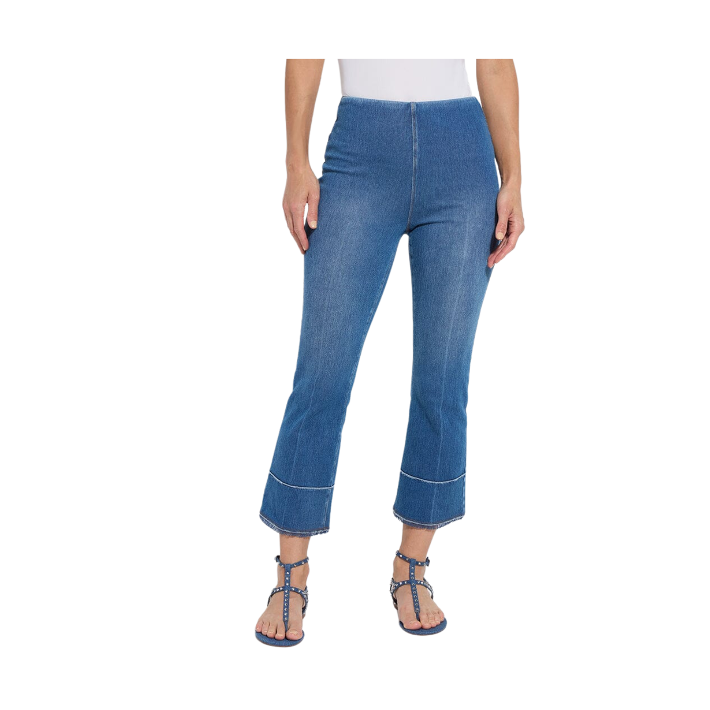 Lysse Dara Seamed Hem Crop Denim Pant-Mid Wash