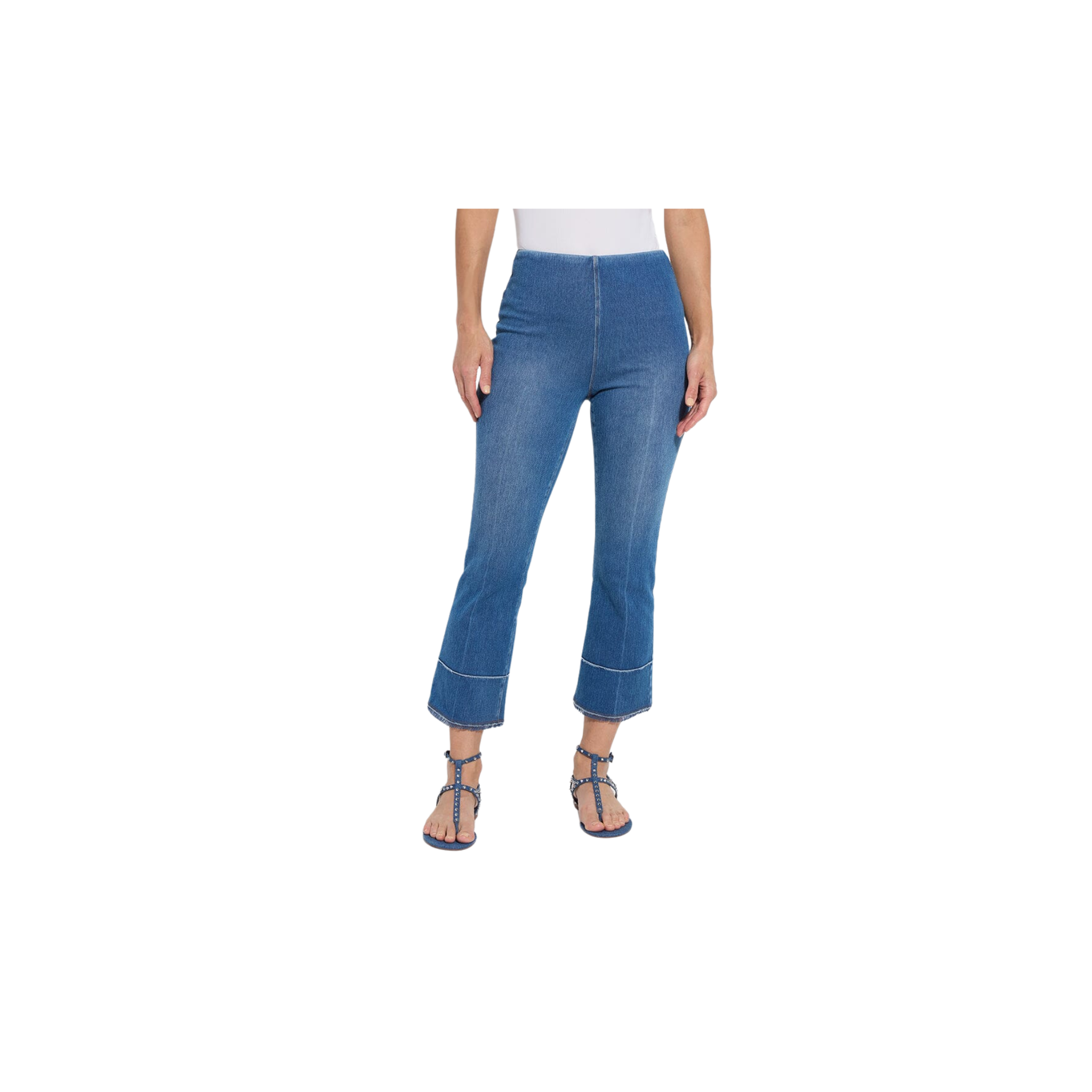 Dara Seamed Hem Crop Denim Pant-Mid Wash