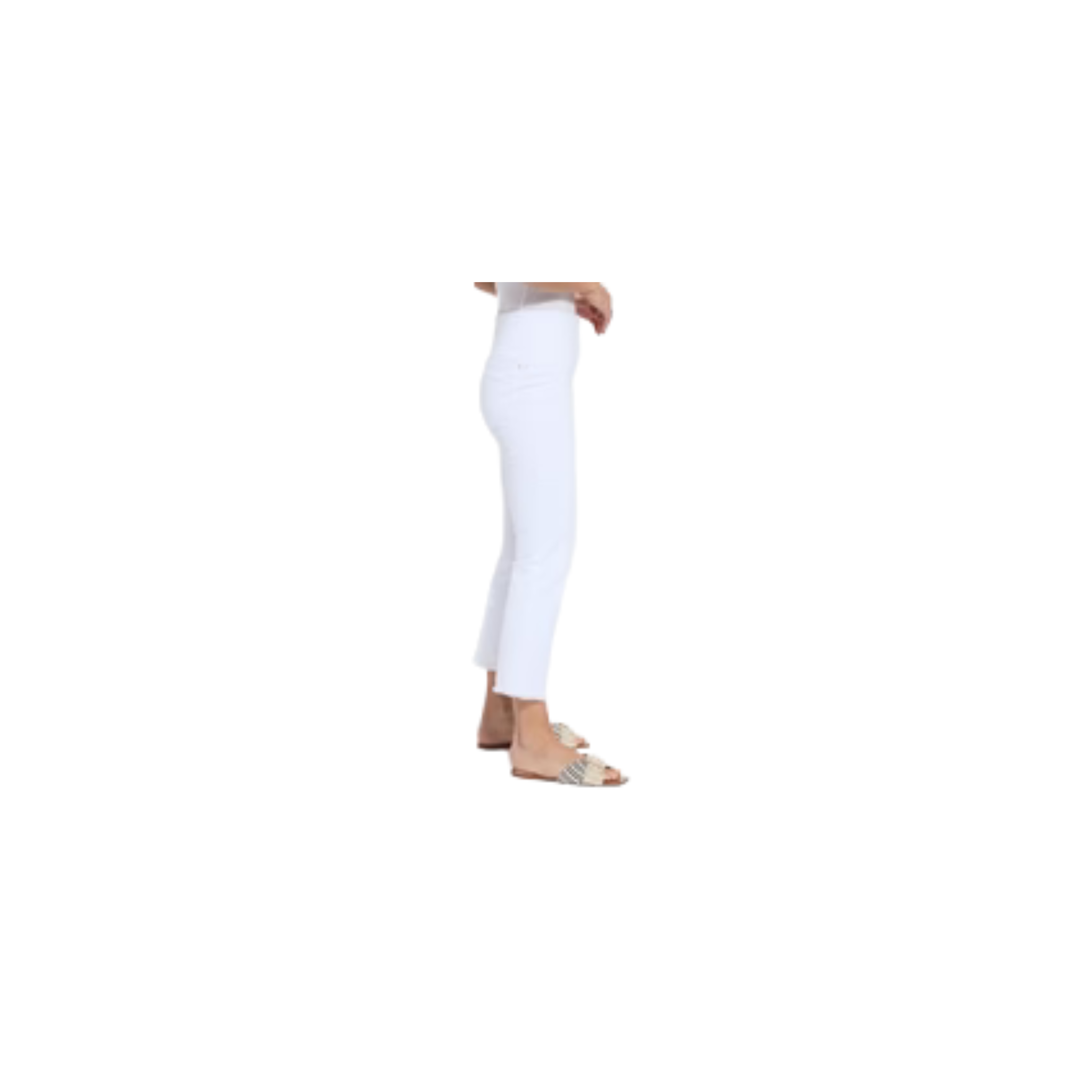 Dara Seamed Hem Crop Denim Pant-White