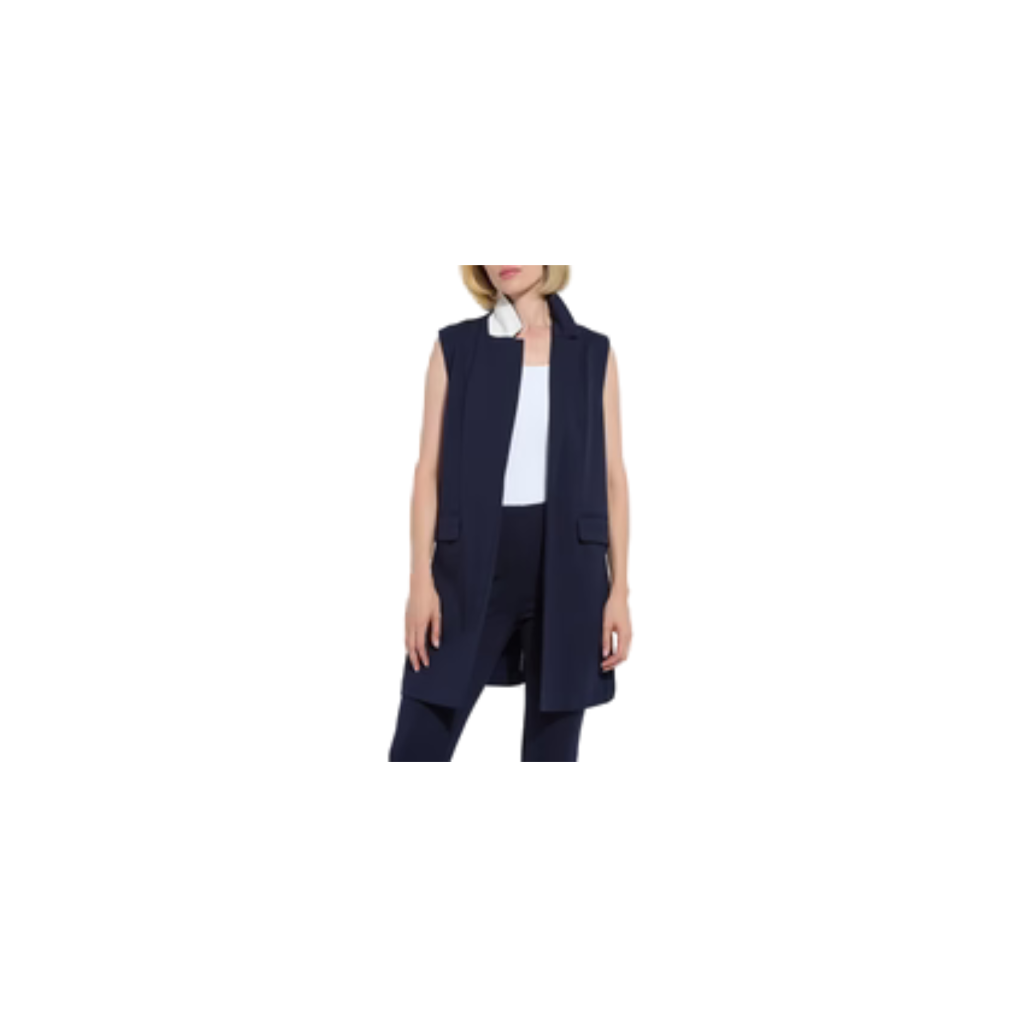 Vivienne Ponte Sleeveless Long Vest-True Navy