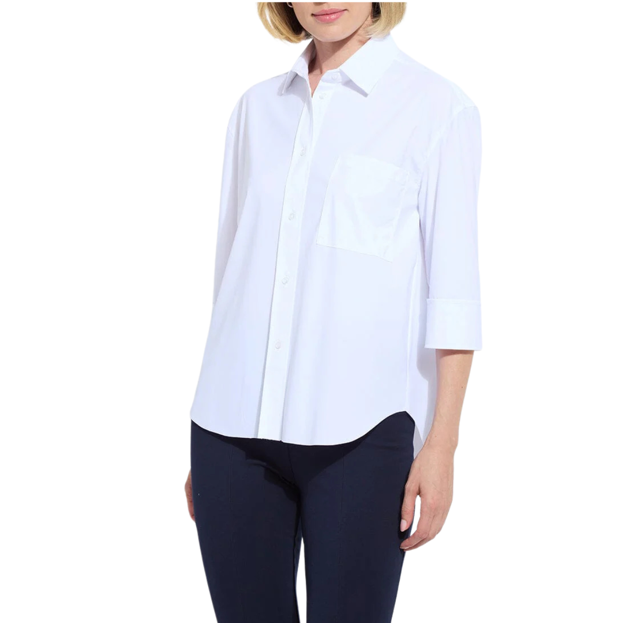 Lysse Sophie 3/4 Sleeve Cropped Shirt-White