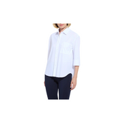 Sophie 3/4 Sleeve Cropped Shirt-White