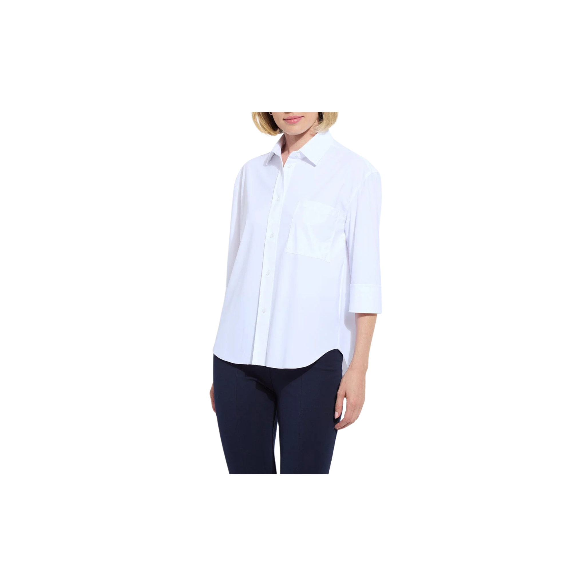 Sophie 3/4 Sleeve Cropped Shirt-White