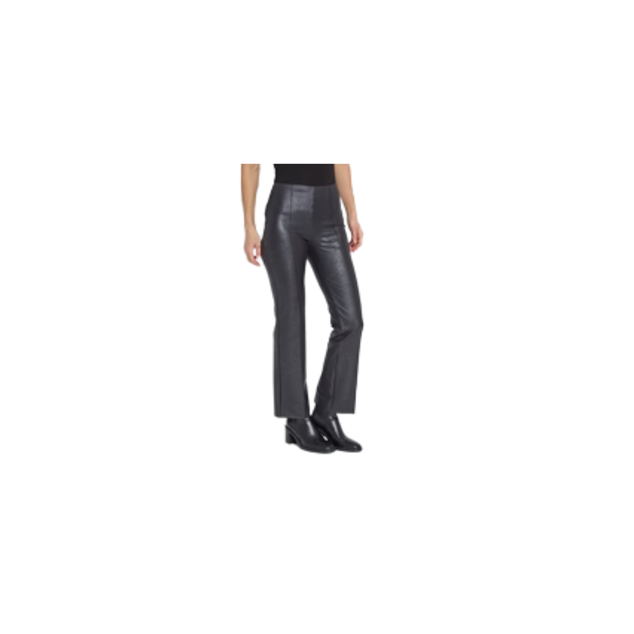 Elysse Foiled Vegan Leather Pant-Black