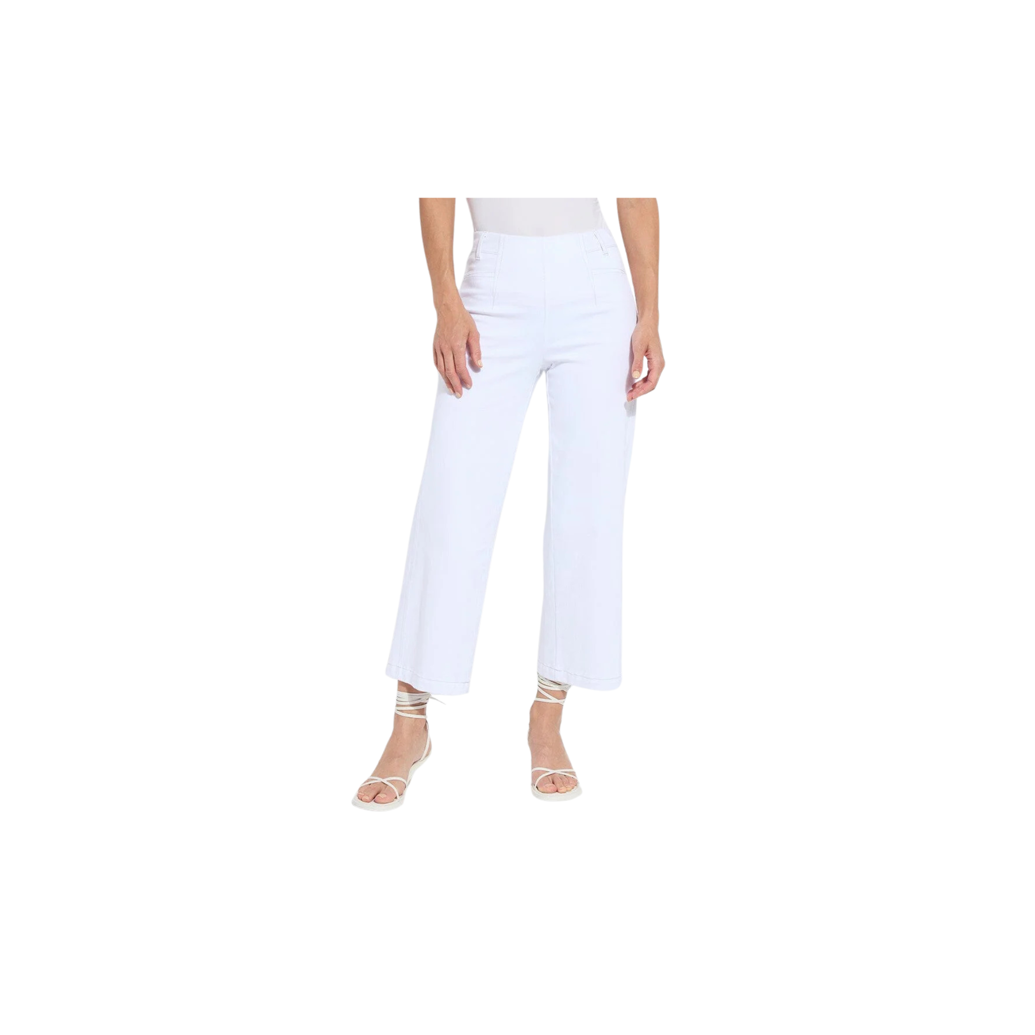 Layton Wide Leg Crop-White