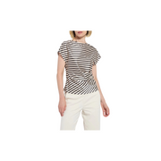 Bruna Side Draped Top Printed-Coastal Stripe