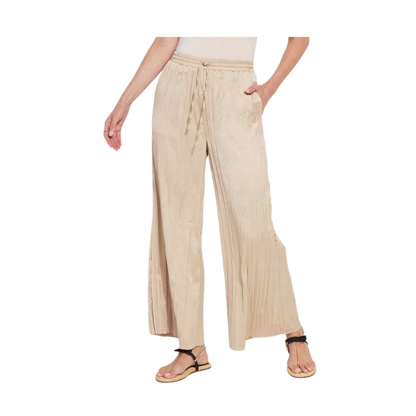 Lysse The Packable Pleated Palazzo Pant-Chablis