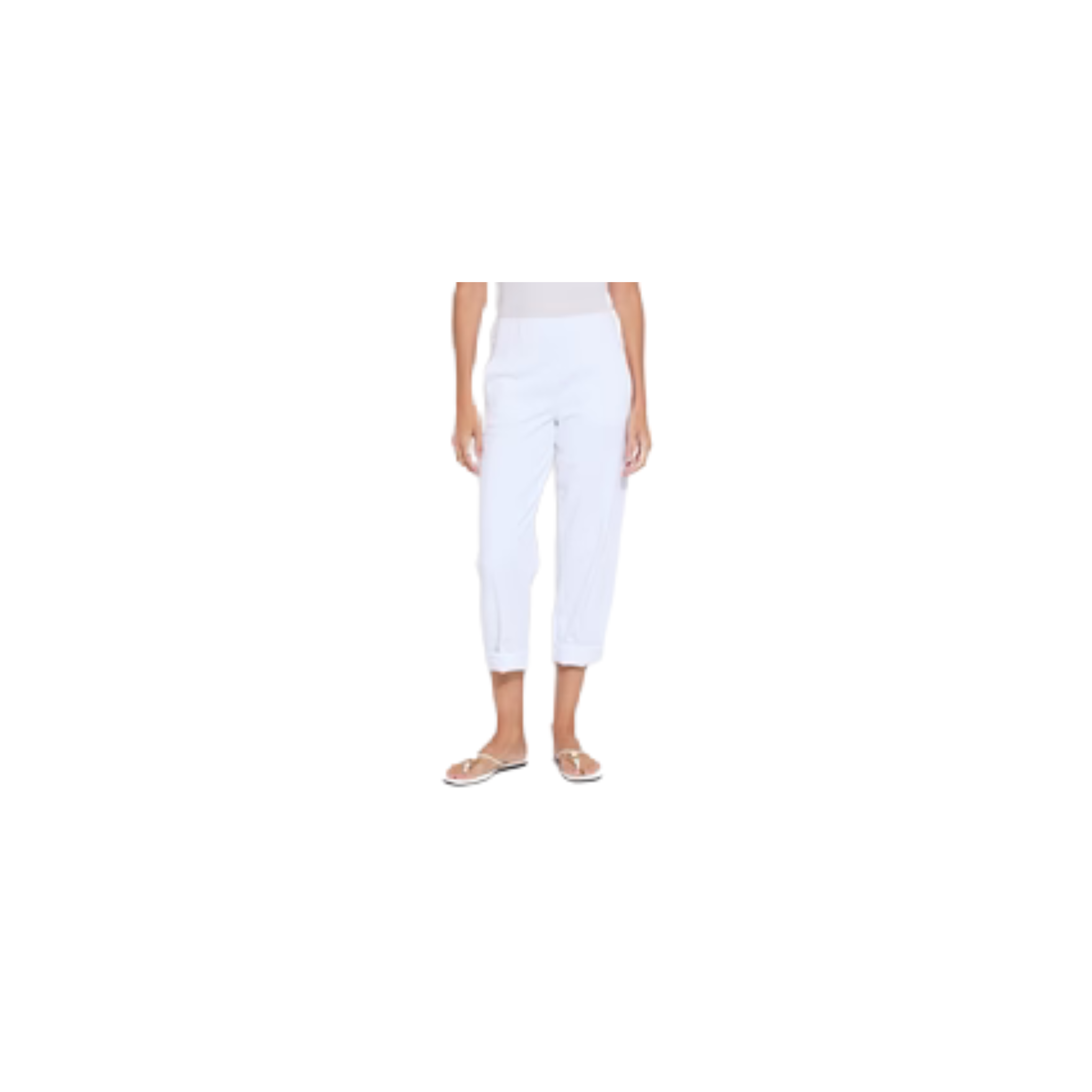 Winslet Cuffed Barrel Crop Denim-White