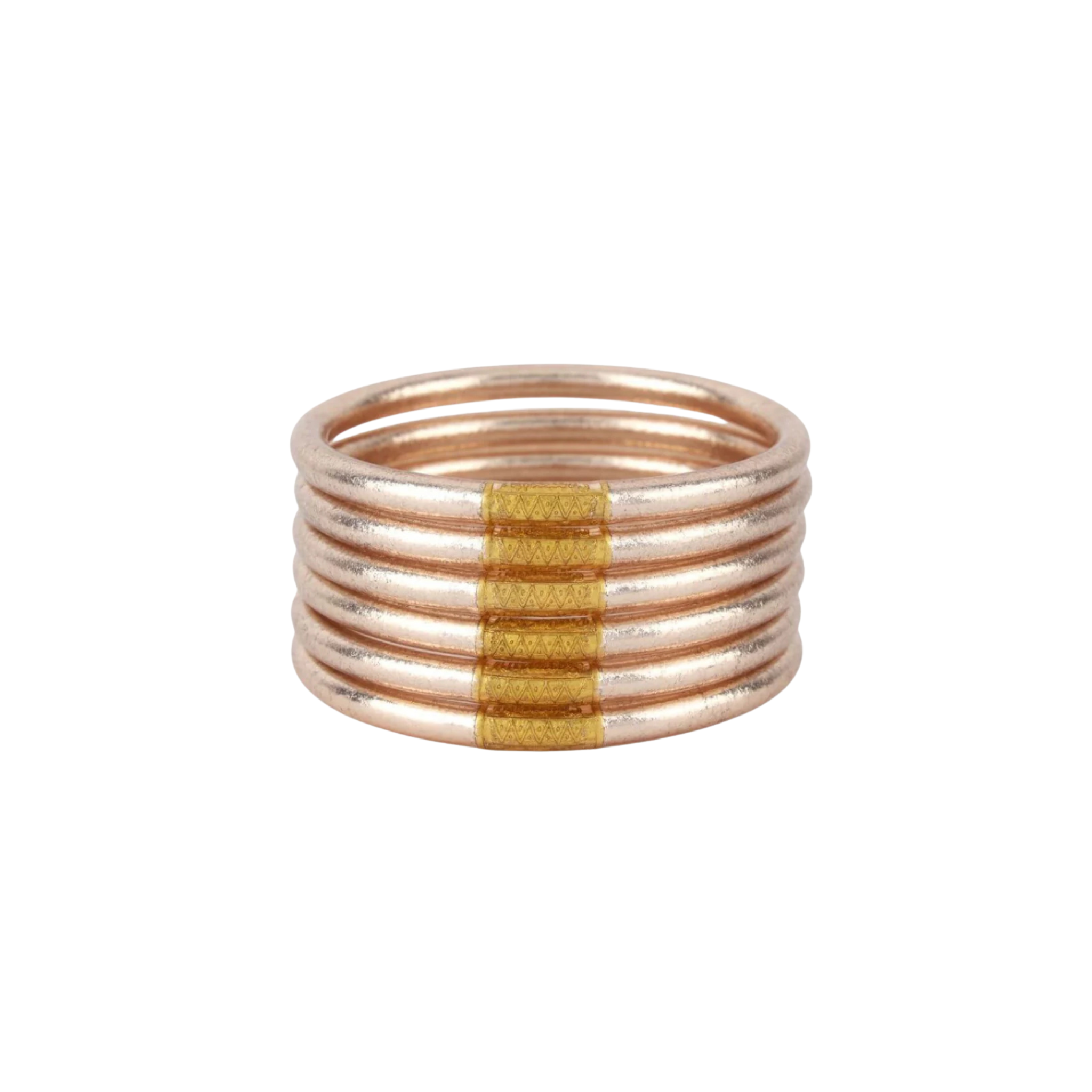 Budhagirl Champagne All Weather Bangles Serenity Prayer (Set of 6) Extra Large