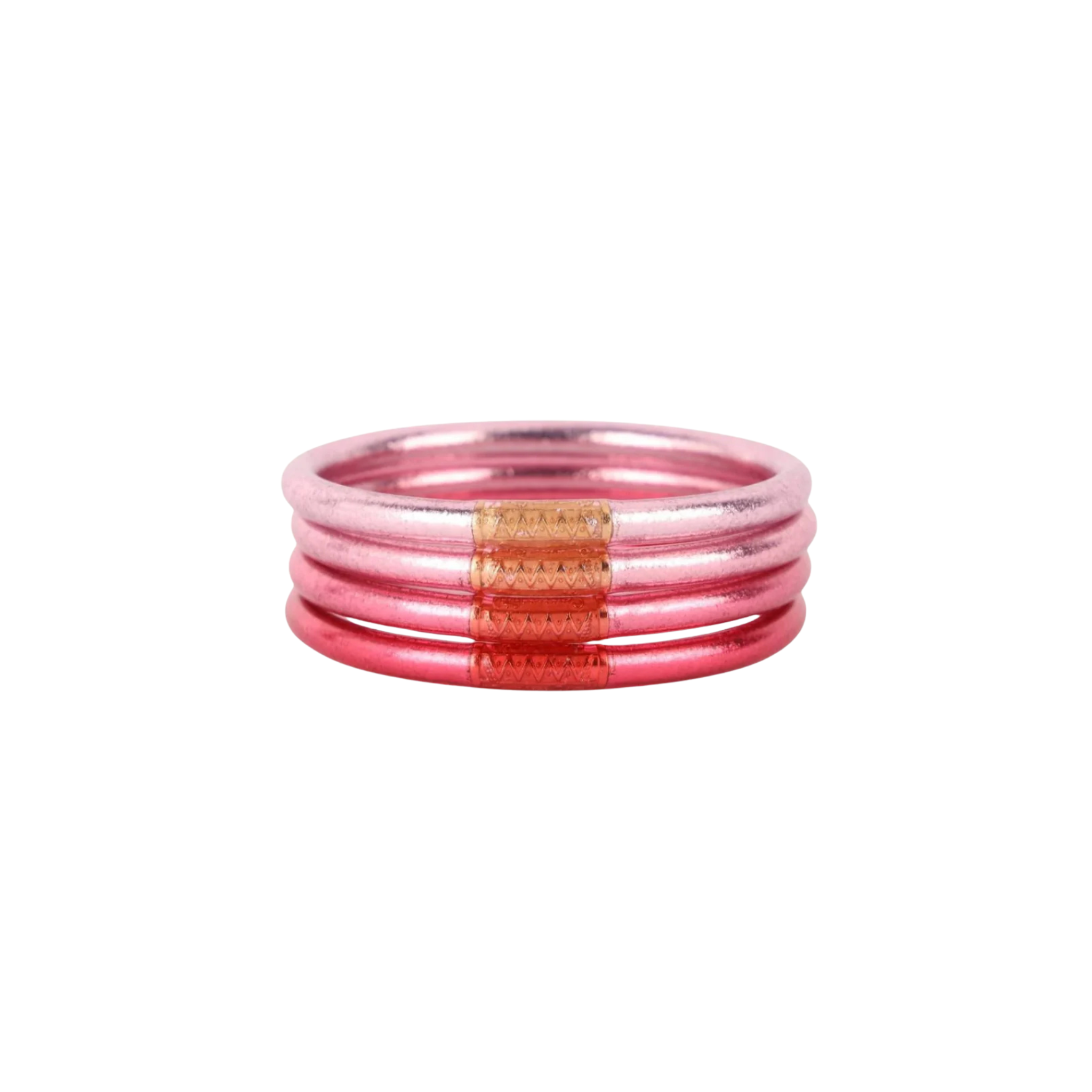 Budhagirl Carousel Pink All Weather Bangles Serenity Prayer (Set of 4) Extra Large