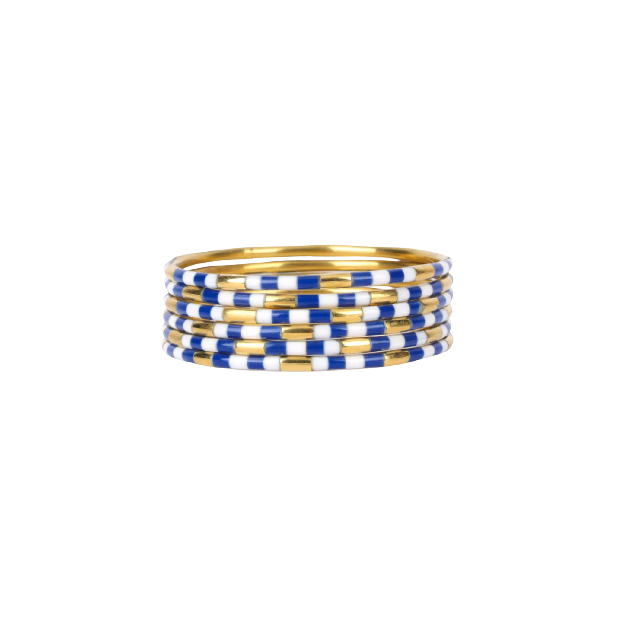 Budhagirl Blue/White Veda Bangles (Set of 6)