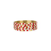 Budhagirl Red/White Veda Bangles (Set of 6)