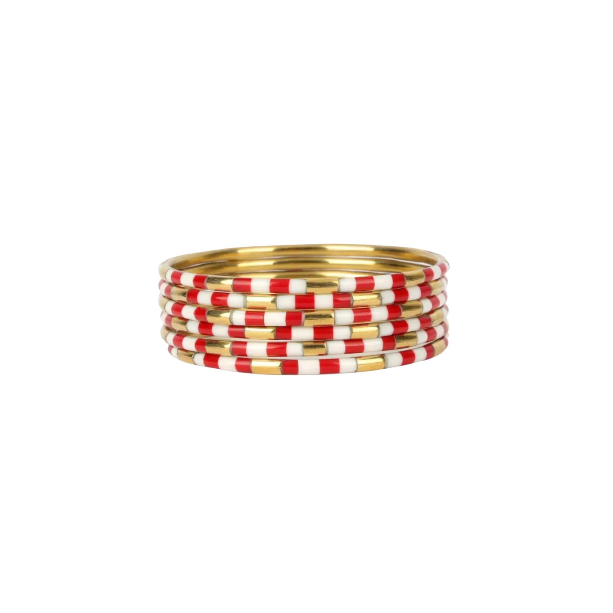 Budhagirl Red/White Veda Bangles (Set of 6)