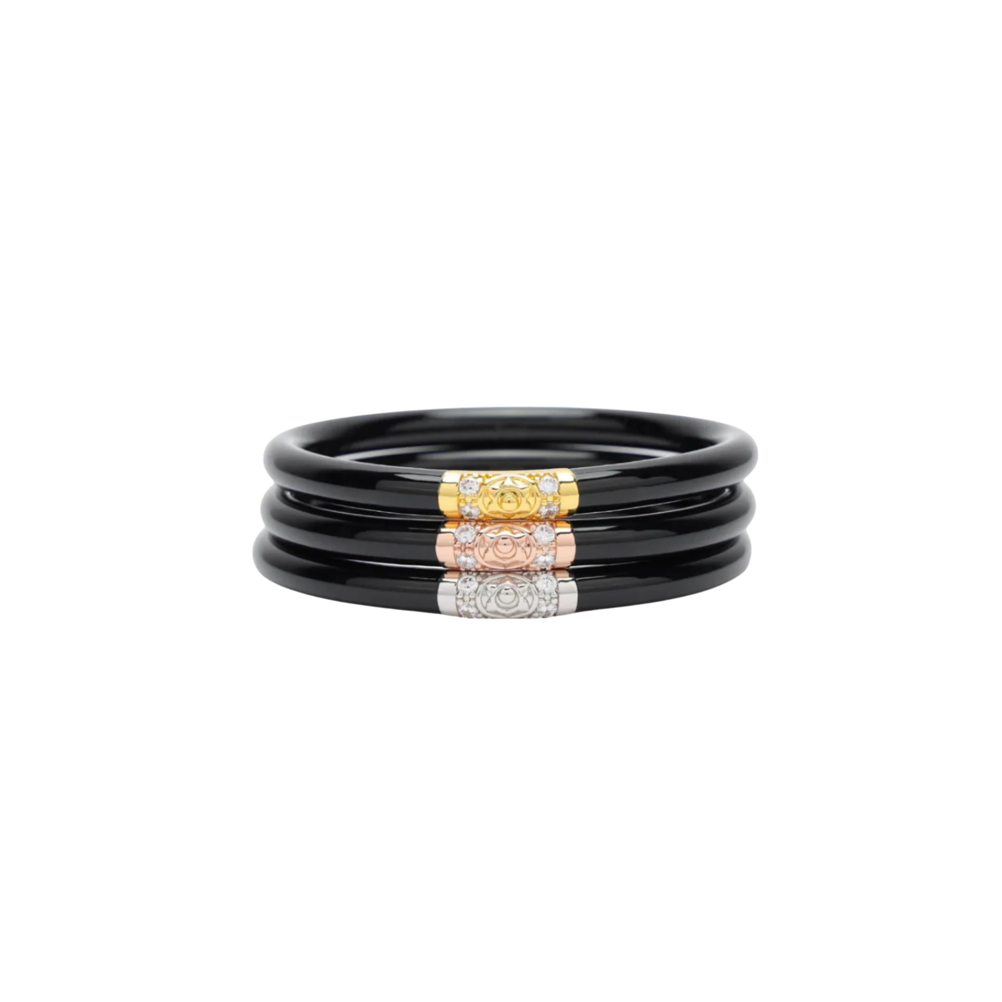Budhagirl Black Three Kings All Weather Bangles (Set of 3) Large