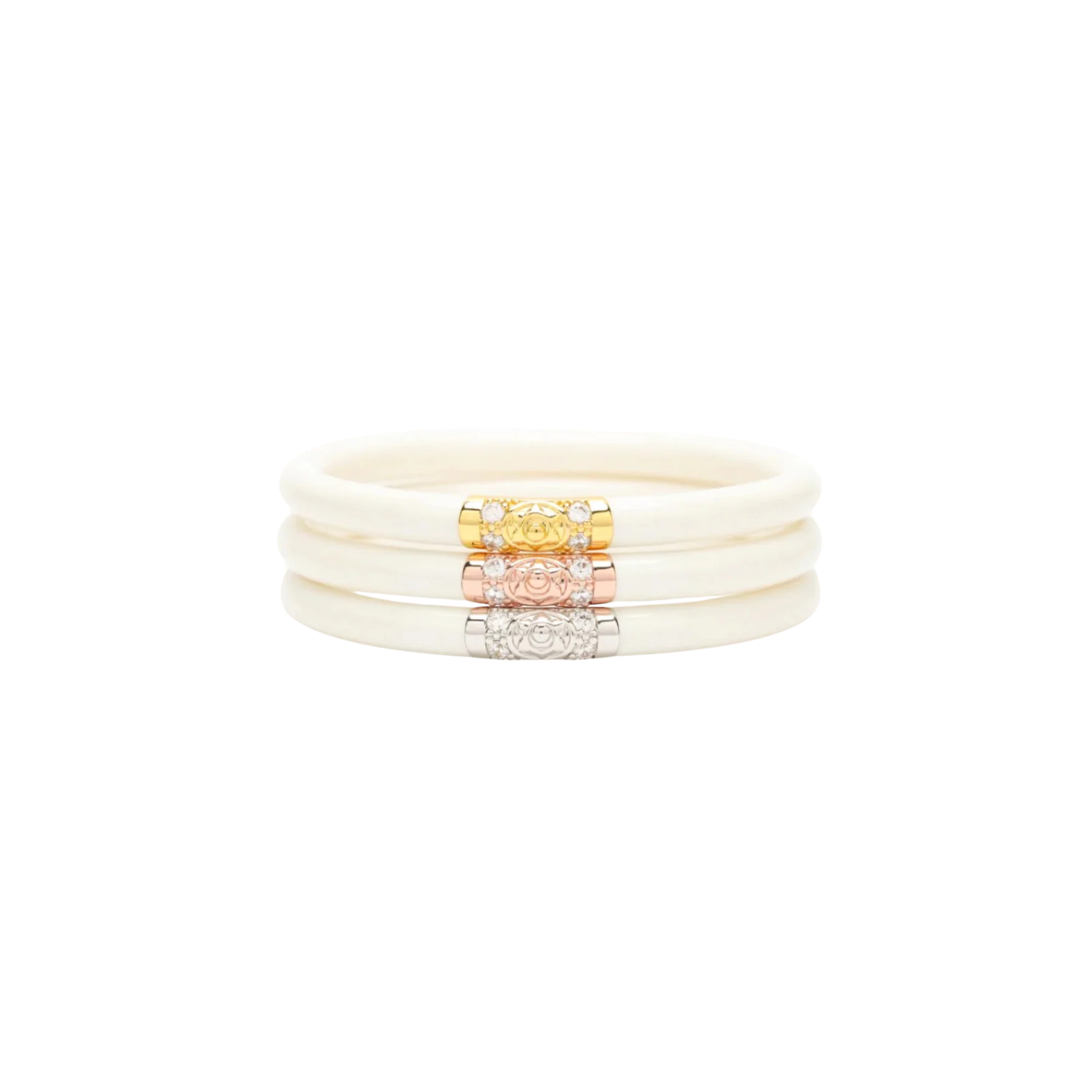 Budhagirl Ivory Three Kings All Weather Bangles (Set of 3) Large