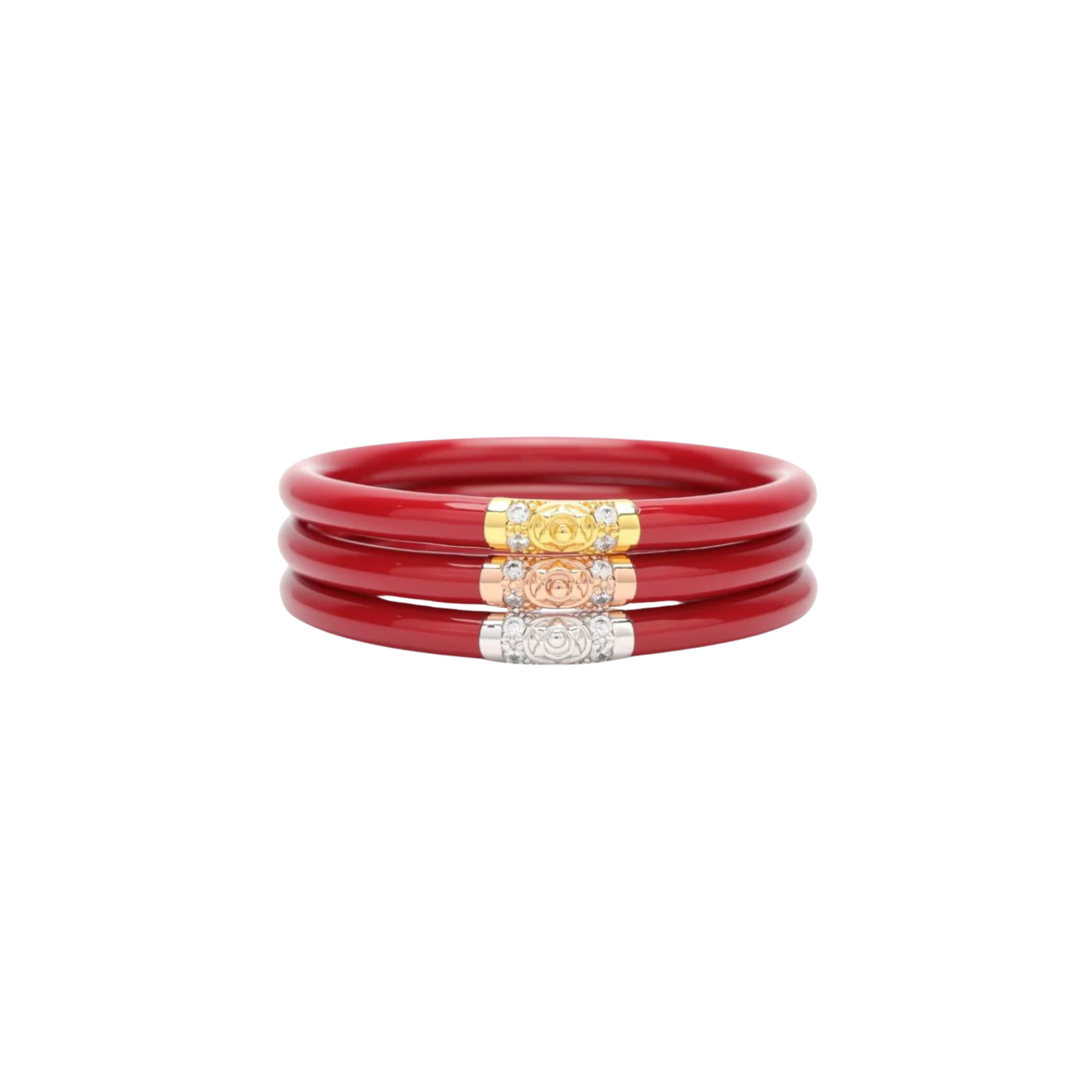 Budhagirl Red Three Kings All Weather Bangles (Set of 3) Medium