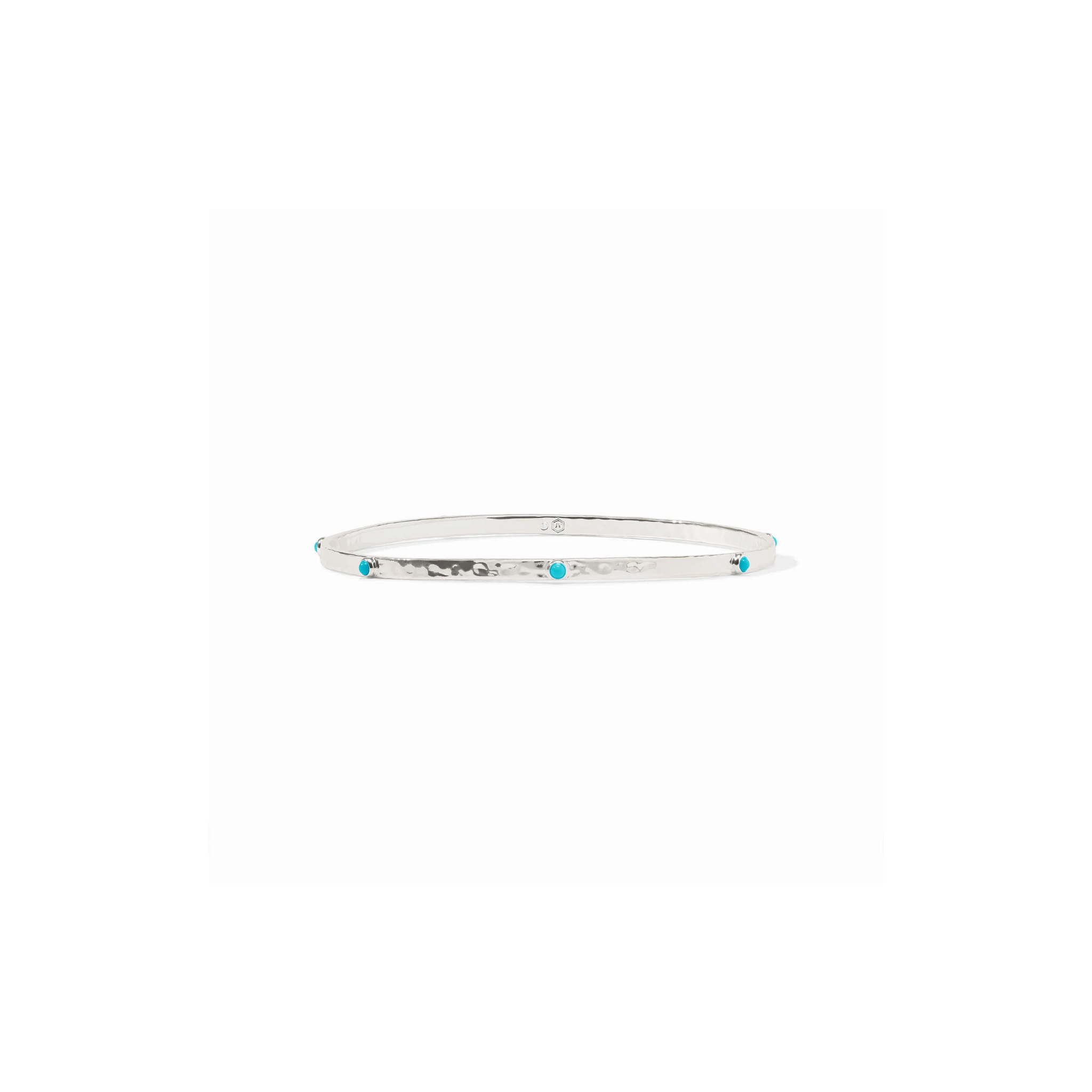 Crescent Stone Bangle-Turquoise Blue/Silver
