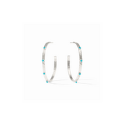 Crescent Stone Hoop-Turquoise/Silver L