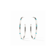 Crescent Stone Hoop-Turquoise/Silver XL
