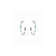 Crescent Stone Hoop-Turquoise/Silver M