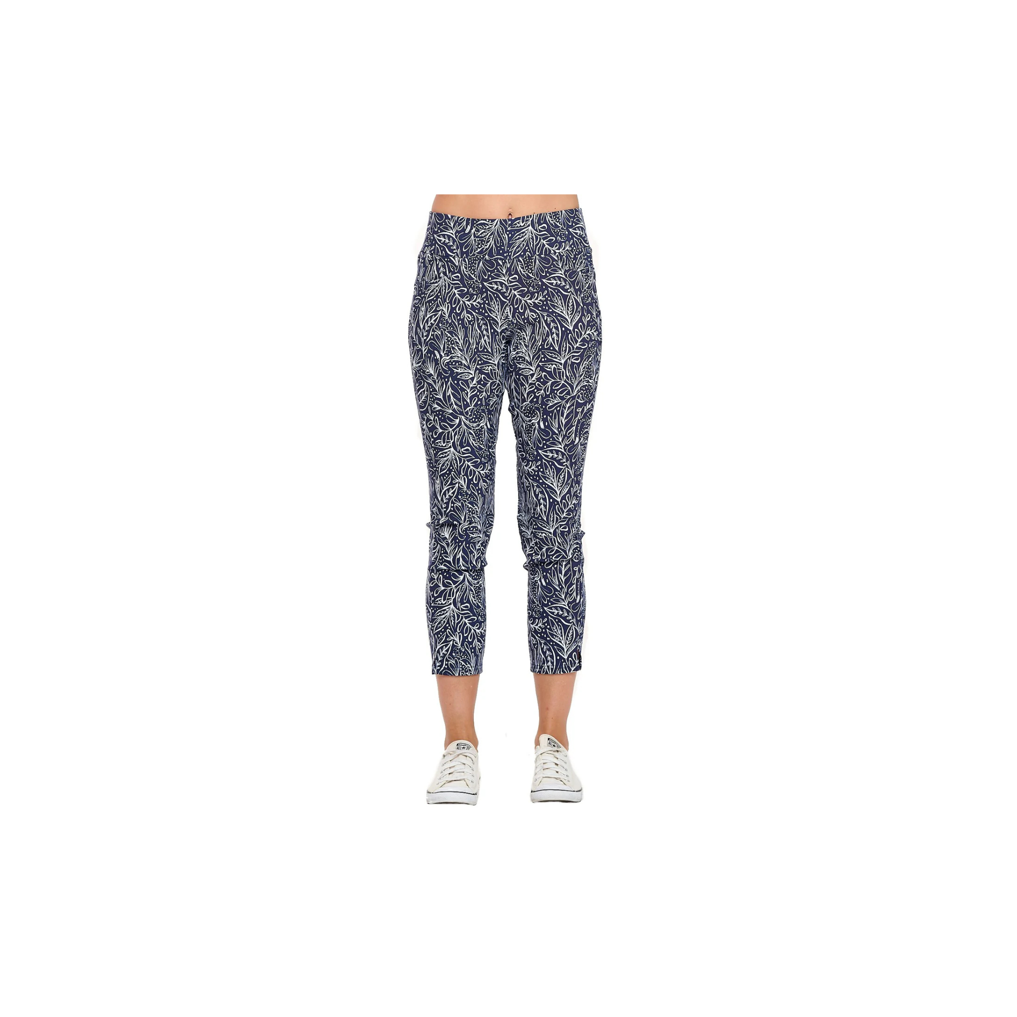 Claudia Slim Cropped Leggings-Navy/White