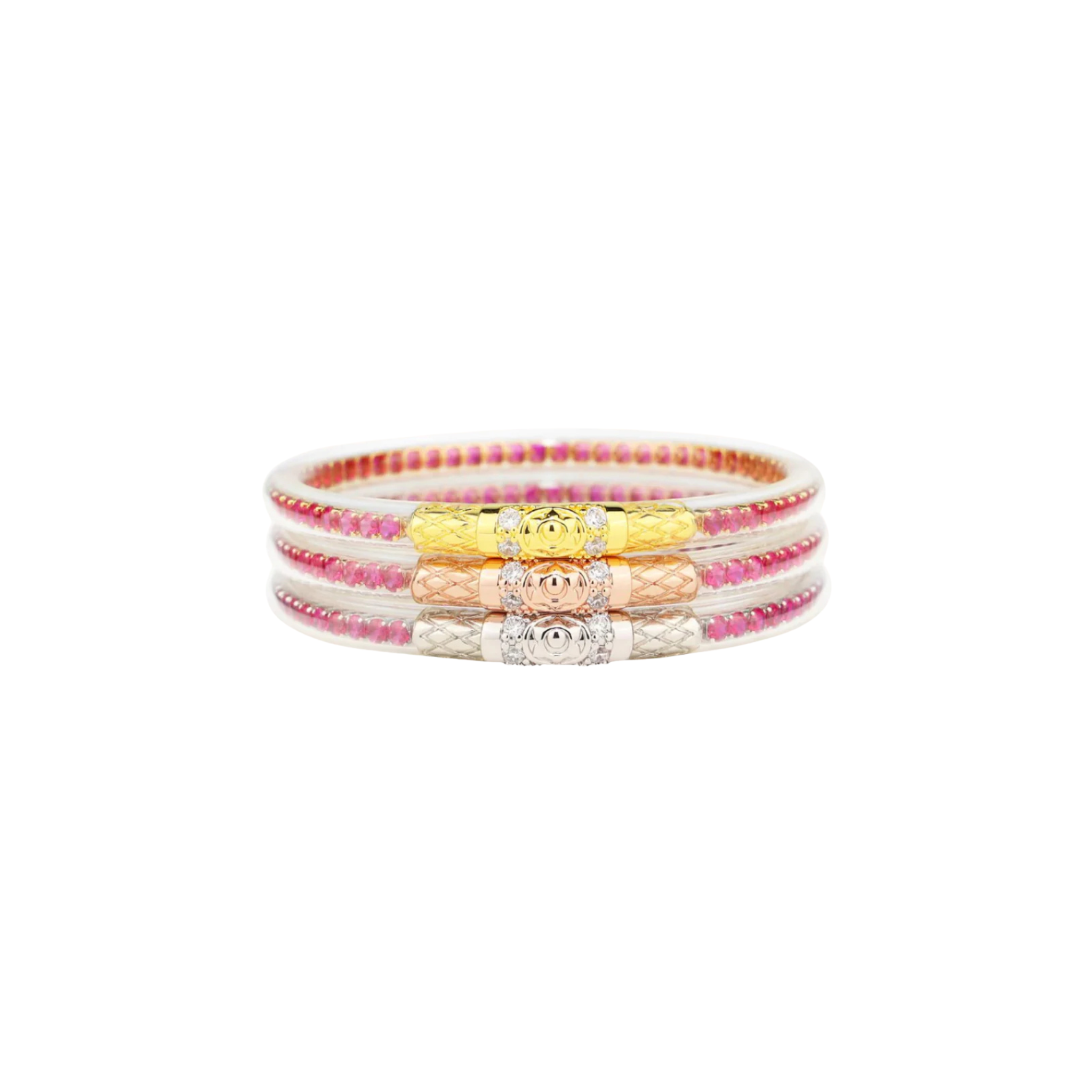 Budhagirl Limited Edition Three Queens All Weather Bangles -Large Epic Pink