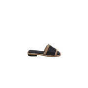 LOTUS slip on raffia sandal in black leather