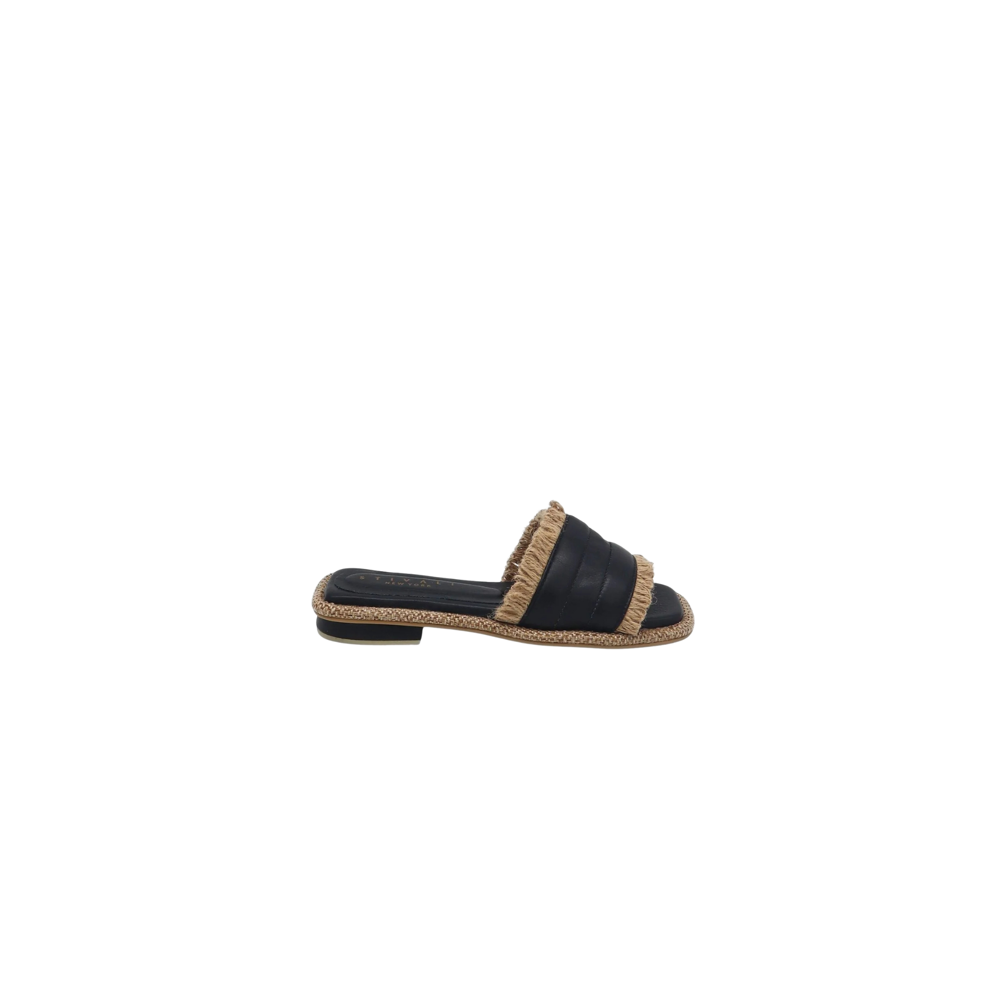 LOTUS slip on raffia sandal in black leather