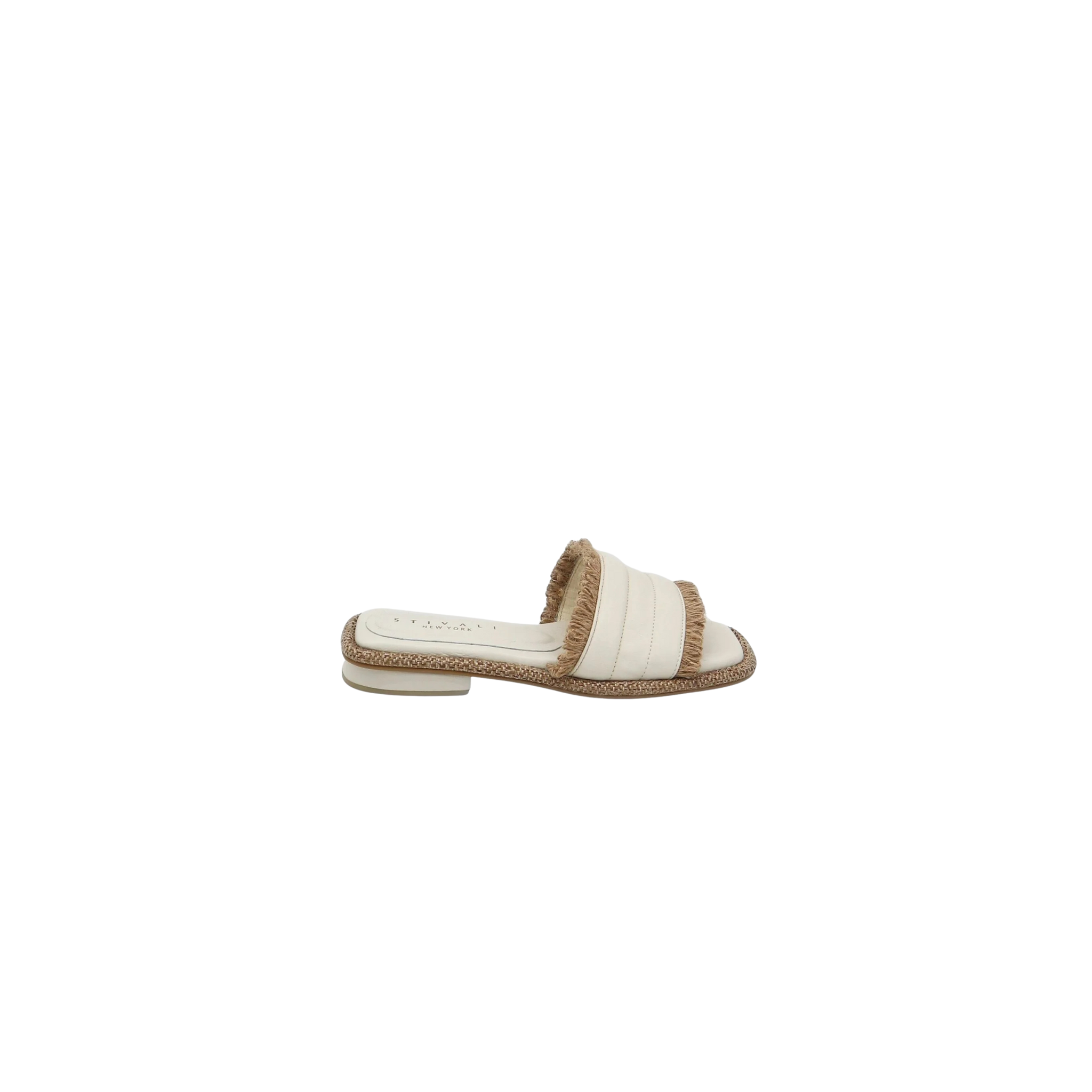 LOTUS slip on raffia sandal in off white leather