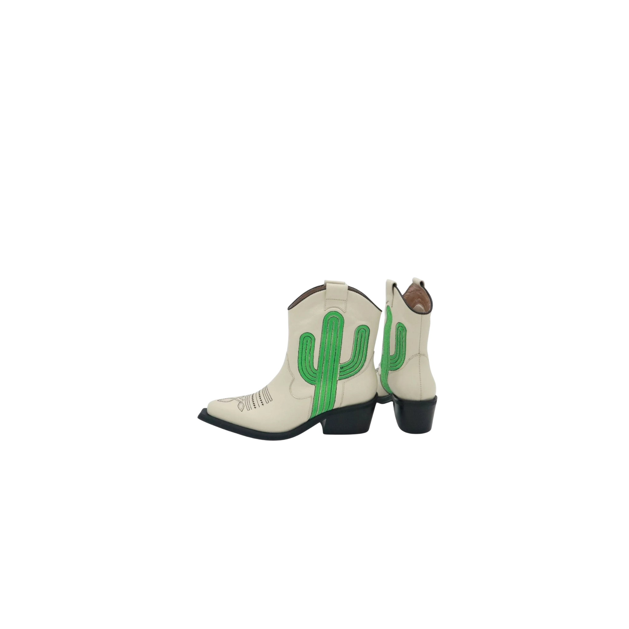 OASIS Western Cowboy Boot in Off White Leather
