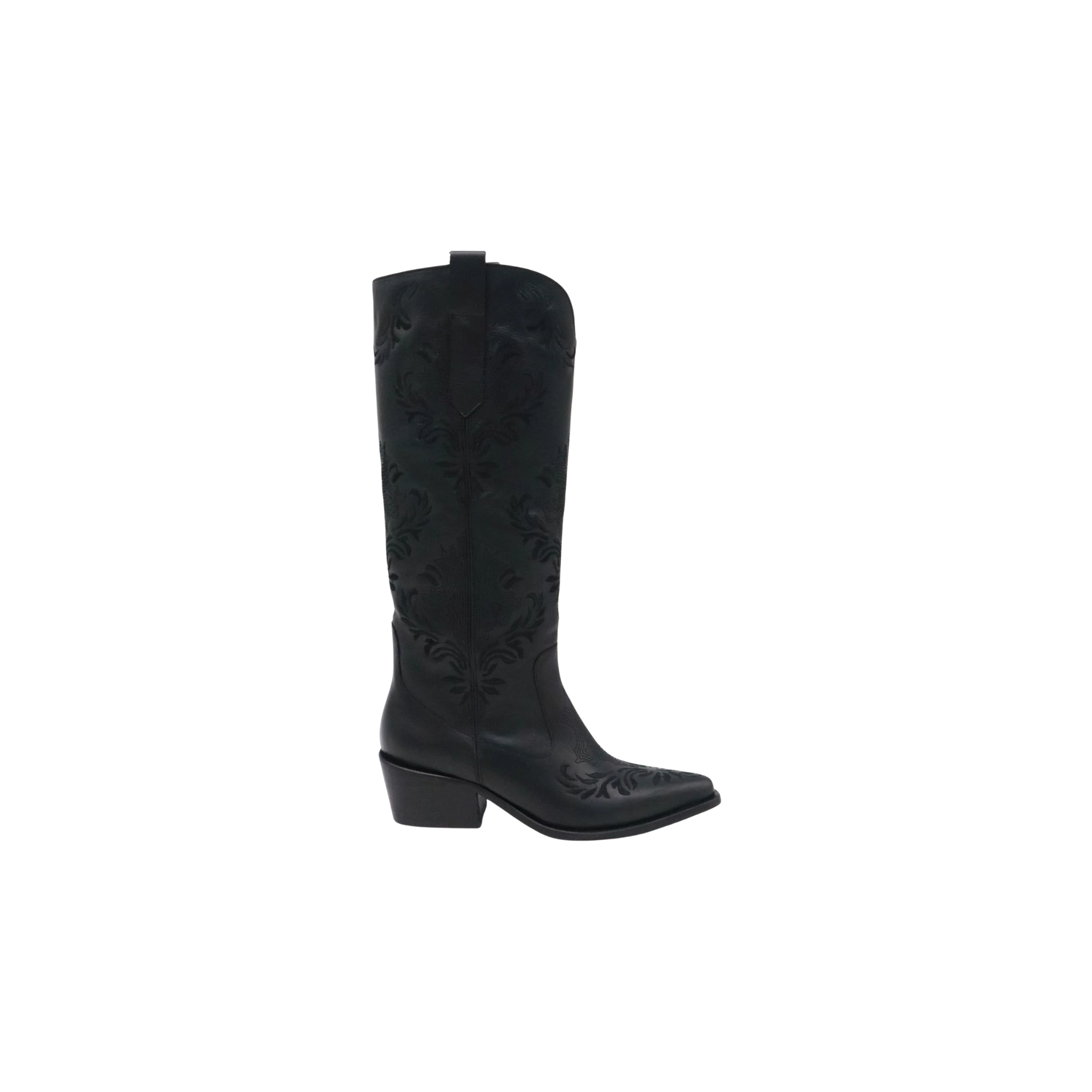 JOLENE Western Cowboy Boot in Black Leather