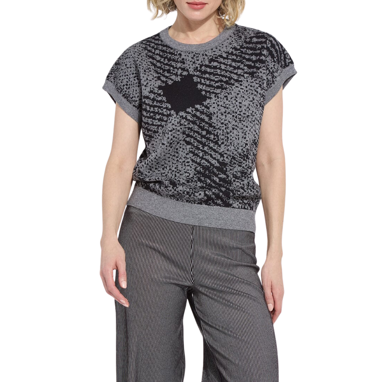 Lysse Germaine Pullover Sweater -Lurex Diagonal Plaid