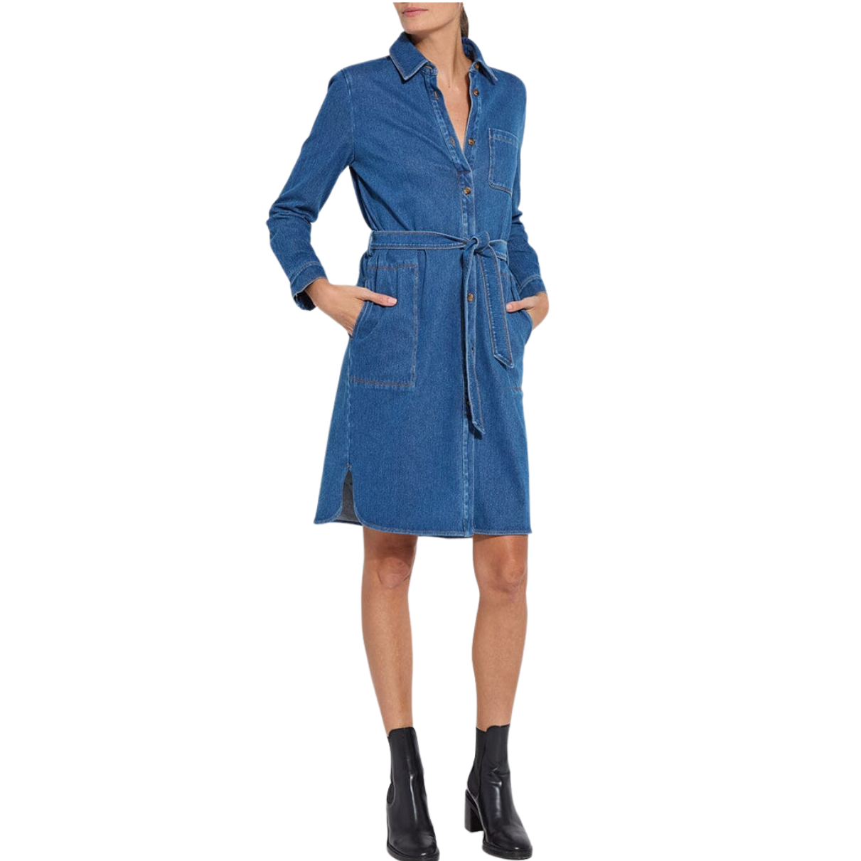 Lysse Knit Denim Schiffer Dress -Mid Wash