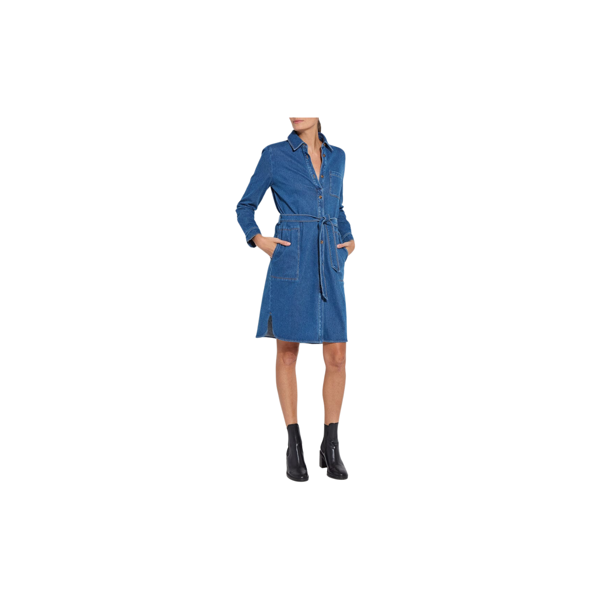 Knit Denim Schiffer Dress -Mid Wash