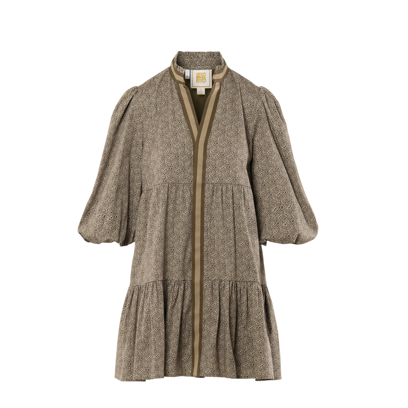 Emily McCarthy Sadie Dress -Green Tonal Monogram