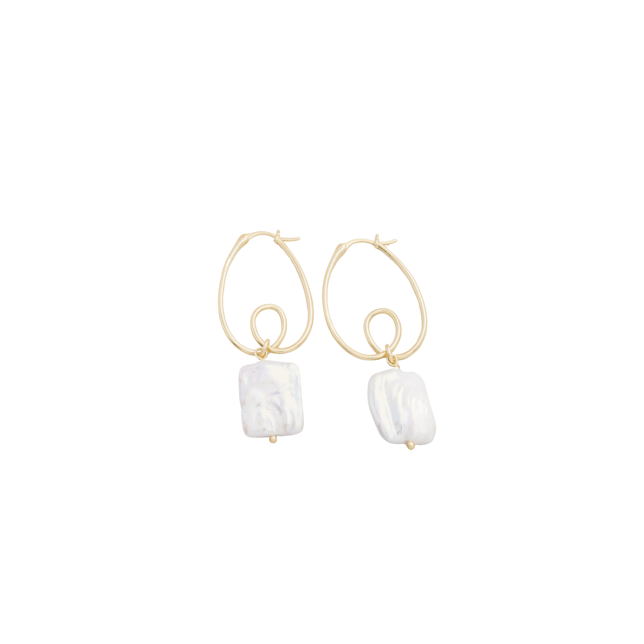 Loopy Hoop Earrings -Pearl