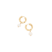 Bubble Hinged Hoop Earrings-Pearl