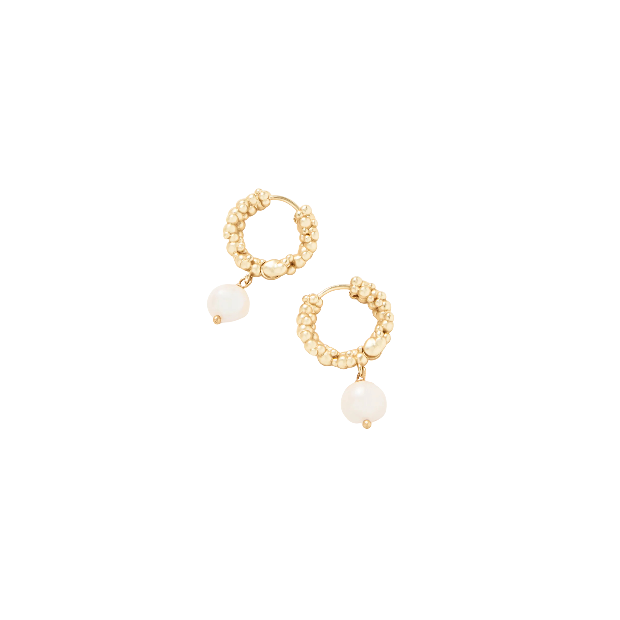 Bubble Hinged Hoop Earrings-Pearl