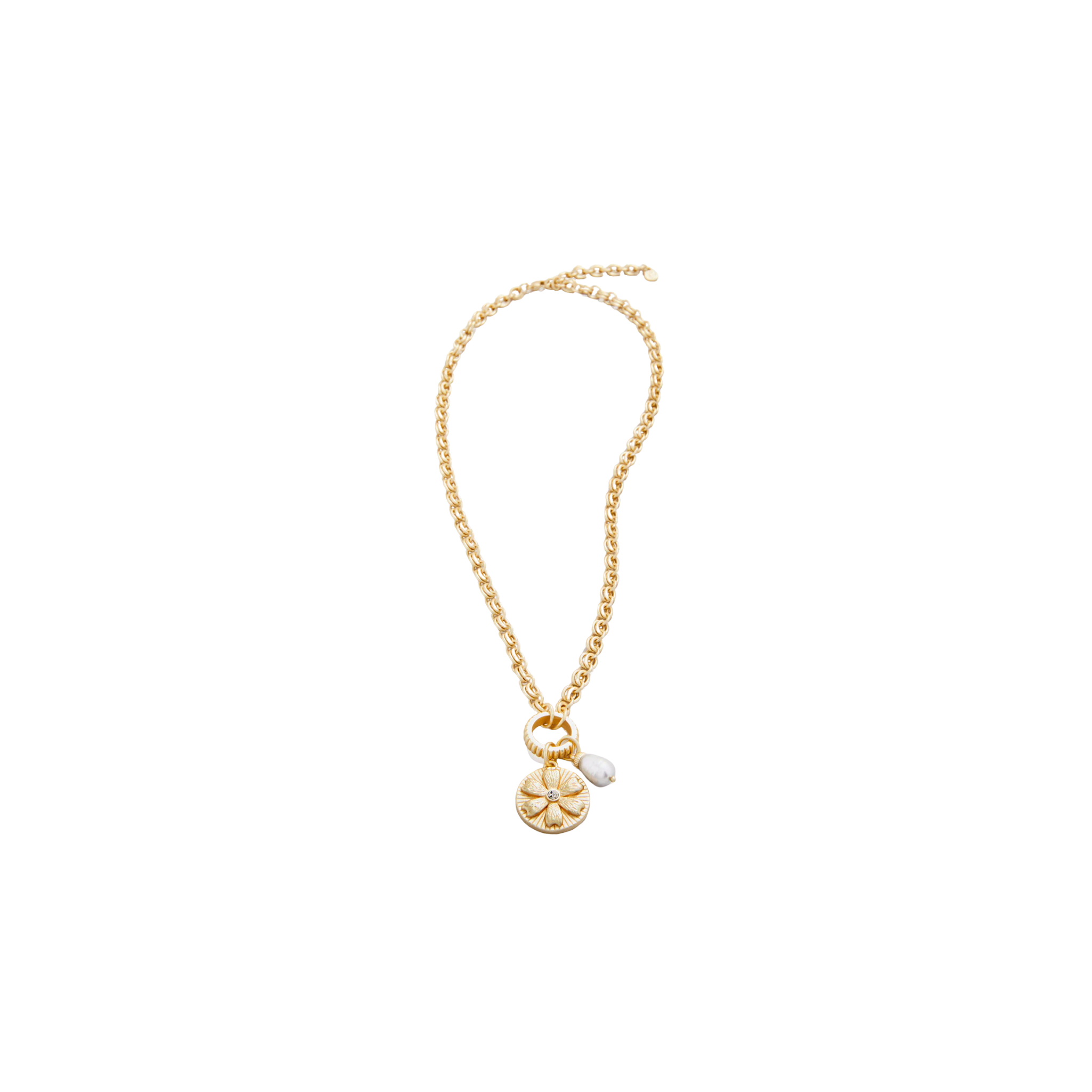 Chicory Medallion Necklace -17" Pearl
