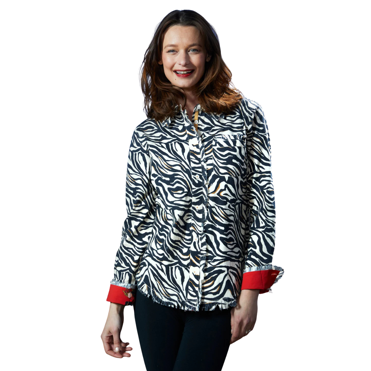 Dizzy Lizzie Cape Cod Black and White Zebra Print Top