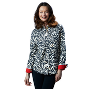 Dizzy Lizzie Cape Cod Black and White Zebra Print Top