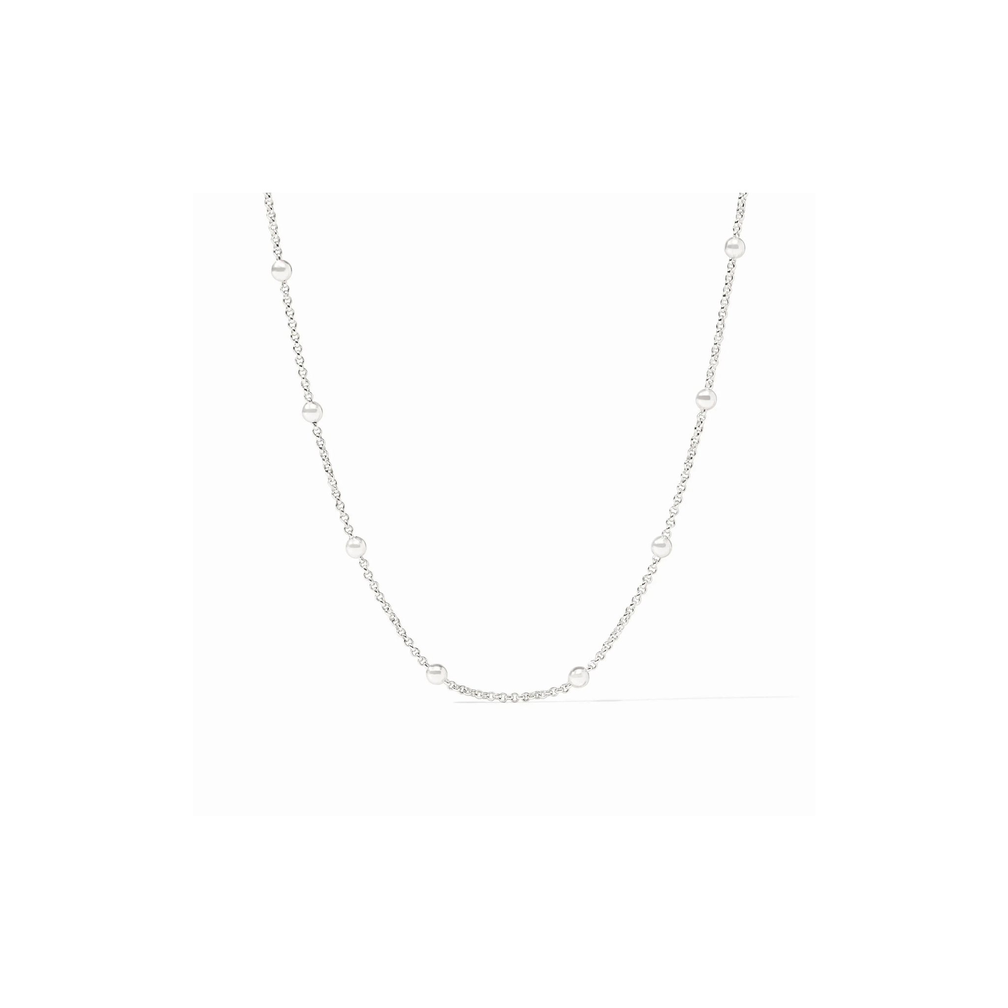 Solara Delicate Station Necklace -Silver 24"