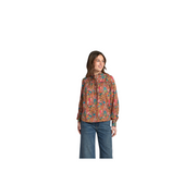APNY Ruffle Half Placket Blouse -Wine