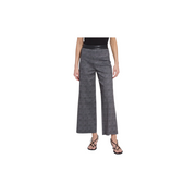 Denver Hi Waist Wide Leg Printed Ponte -Charcoal Glen Plaid