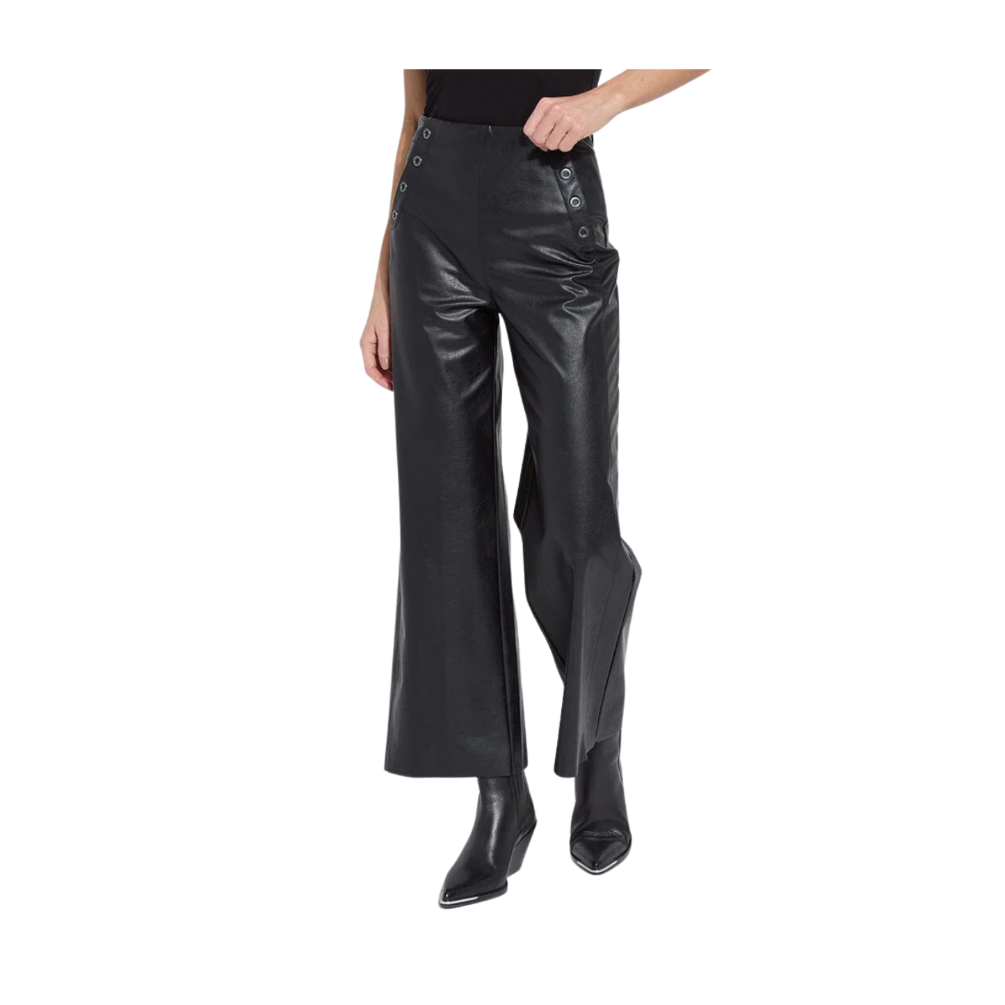 Lysse Odalis Hi Waist Vegan Leather Wide Leg Pant -Black